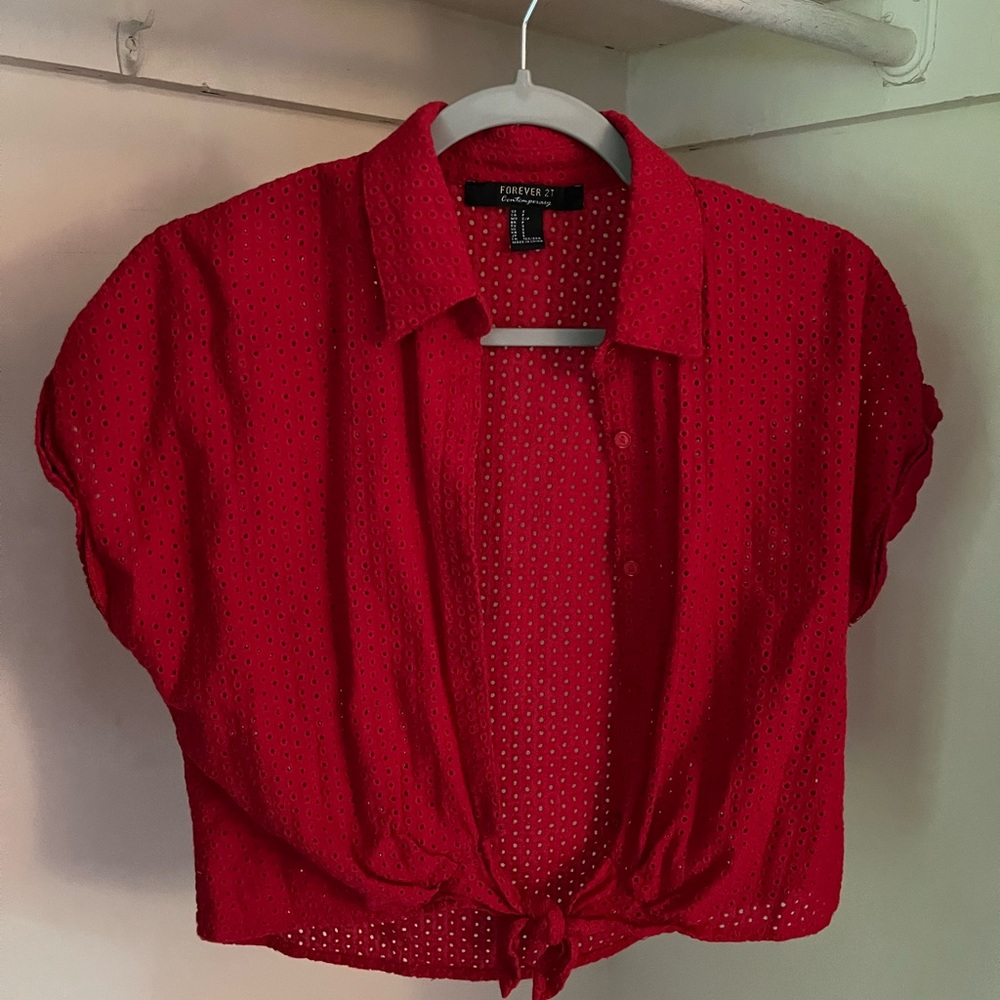 Red button up forever 21
